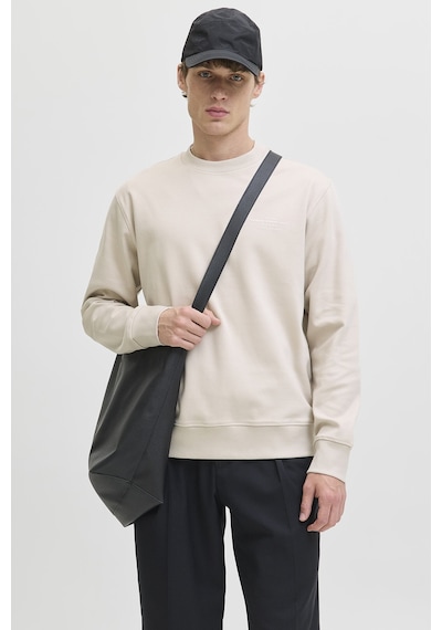 Jack & Jones Jack Jones Blachad Brandıng Bisiklet Yaka Erkek Sweat 12261386 Bej2