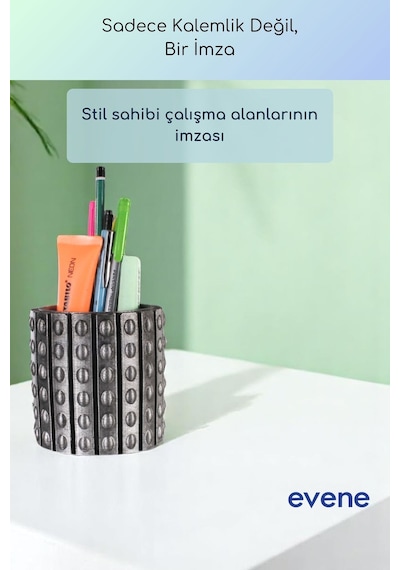 Kalemlik Masa Kalemliği Organizer Kalemlik Gümüş Eskitme Renk Model 91 Çok Renkli