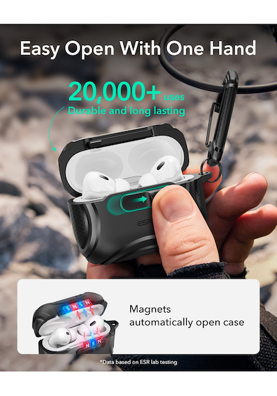 Apple AirPods Uyumlu Pro 3 2025 Cyber Flicklock Manyetik Kılıf Siyah