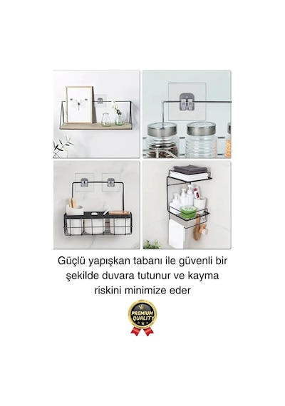 4 Adet Ultra Güçlü Suya Dayanıklı İz Bırakmaz Şeffaf Mutfak Banyo Tablo Raf Ayna Tutucu Askı Kanca B Diğer