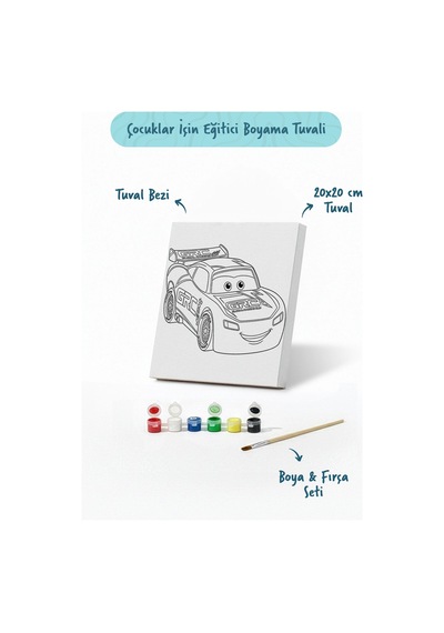 Şimşek Kırmızı Yarış Arabası Şövalesiz Boya Seti 20x20