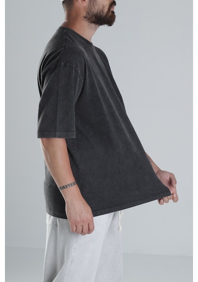 Cocopelli Yıkamalı Antrasit Oversize T-shirt Coc1304 Antrasit