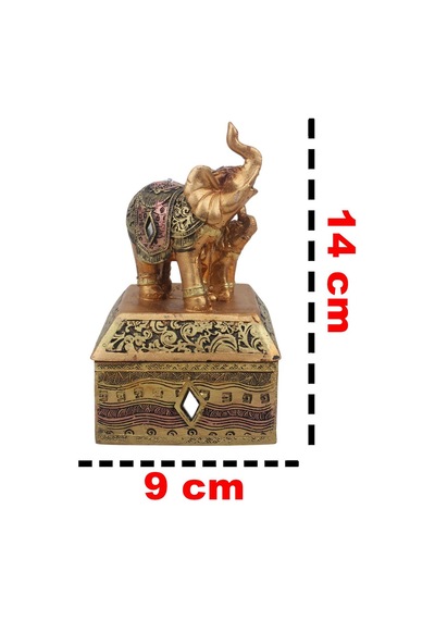 Feng Shui Şans Getiren Fil Biblo Mücevher Kutusu 14 Cm Dekoratif Ev Hediyesi Lüks Tasarım