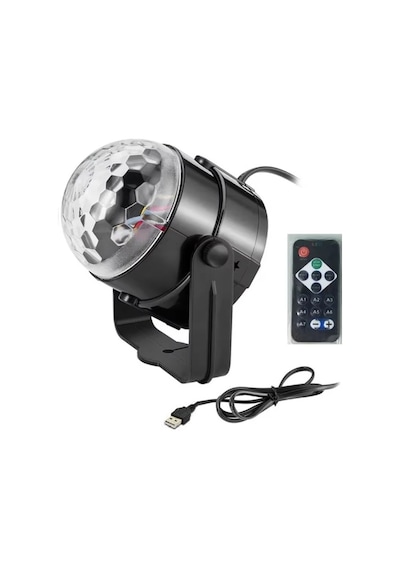 Disko Topu Parti Işıkları 7 Renk Led Usb Girişli Sese Duyarlı Rgb Uzaktan Kumandalı