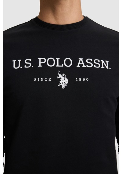 U.S. Polo Assn. Erkek Siyah Bisiklet Yaka Regular Fit Basic Sweatshirt 50333273-vr046