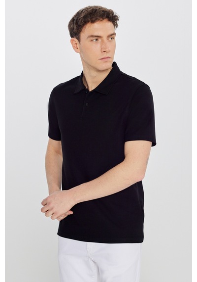 AC&Co / Altınyıldız Classics Erkek Sıyah %100 Pamuk Slim Fit Dar Kesim Polo Yaka Jakarlı Triko Tişört SIYAH AC&Co / Altınyıldız Classics Erkek Sıyah %100 Pamuk Slim Fit Dar Kesim Polo Yaka Jakarlı Triko Tişört SIYAH