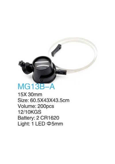 Led Işıklı Başlıklı Saatçi Gözlük Lup Büyüteç 15X Max 2Cm Mg13B-A