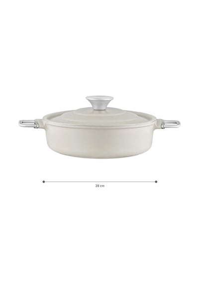 Madame Coco Vincenzo Döküm Alüminyum Kısa Tencere - Gri/bej - 28 Cm 8684427212981 Çok Renkli