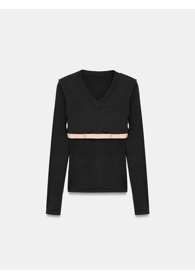 Dilvin 33286 Sıcak Tutan V Yaka Bra-free Top Siyah