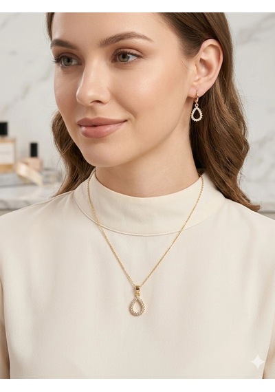 Rose Zirkon Taşlı Zincir : Çelik Ürünler 40+5 Cm - Set0044 Altın - Çok Renkli