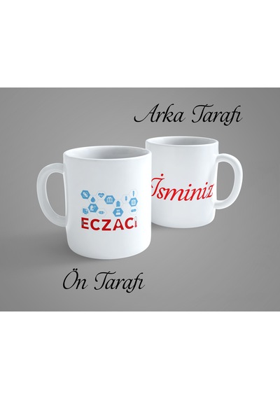 Eczacı Kişiye Özel İsimli Porselen Kupa Bardak Beyaz