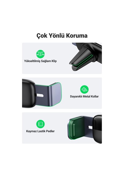 Araç Telefonu Tutucu Döndürme Alüminyum Kol İphone İle Uyumlu Galaxy Huawei Redmi Siyah 2 Mixed