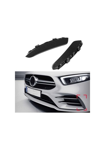 Mercedes A Serisi 2019+ W177 İçin Uyumlu Ön Tampon Yan Bıçakları 2 Parça Karbon