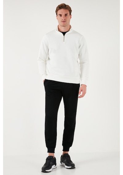 Buratti Pamuklu Regular Fit Yarım Fermuarlı Dik Yaka Erkek Sweat 59052592 Ekru