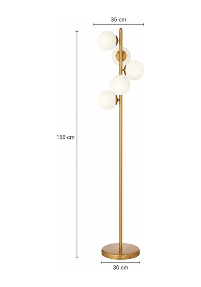Uzel 5 Başlıklı Eskitme Modern Tasarım Metal Lambader