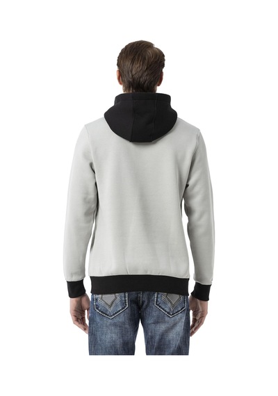 Cipo & Baxx Erkek Kapüşonlu Kanguru Cepli Baskılı Sweatshirt Cl582 Gri