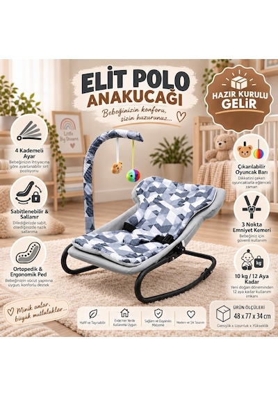 Elit Polo Anakucağı-kademeli-sallanır-sabitlenebilir-oyuncaklı -anakucagi - Hazır Kurulu Gelir
