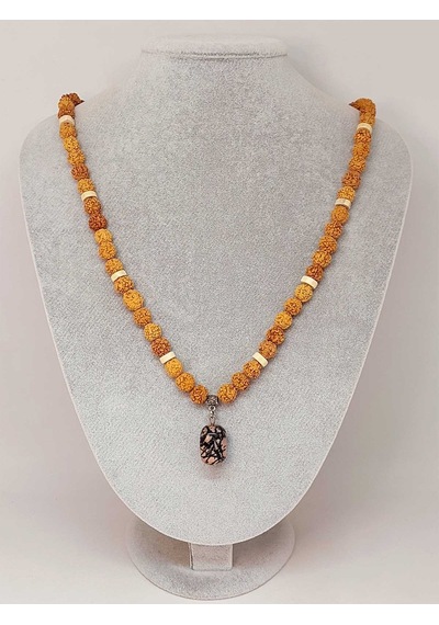 Rodonit Taşlı Rudraksha Tohum Kolye Dolama Bileklik 8mm 49708