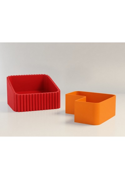 3d Baskı Fıstık Kasesi - Çift Hazneli Kabuk Ayırıcı Sunum Kasesi - Kırmızı Turuncu Diğer