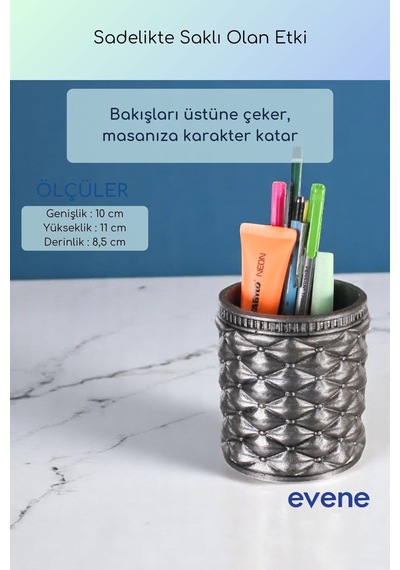 Kalemlik Masa Kalemliği Organizer Kalemlik Gümüş Eskitme Renk Model 85 Çok Renkli