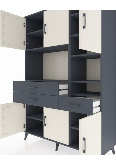 Hyperion Dolap 10 Raflı 3 Çekmeceli 6 Kapaklı 132x44x195 Antr... Antrasit Hyperion Dolap 10 Raflı 3 Çekmeceli 6 Kapaklı 132x44x195 Antr... Antrasit
