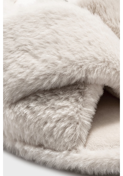 Twigy Çapraz Peluş Kadın Ev Terliği Bej 36/41 CC0188 Bej