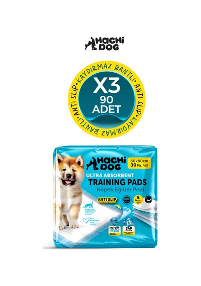 Köpek Eğitim Pedi 60x90 Kaydırmaz Bantlı 90 Adet Blue Pack