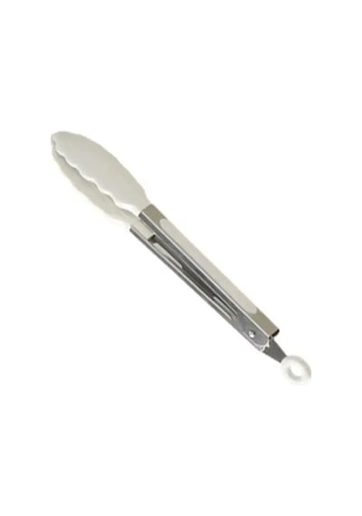 Morponi Silikon Uçlu Metal Servis Maşası Kremrengi 25 Cm Gri
