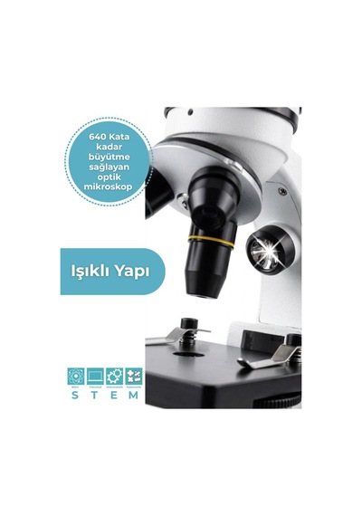 Temel Led Işıklı Monoküler Mikroskop Seti 40x 640x Öğrenci Hobi Bilim Kiti
