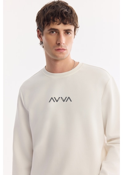 Avva Erkek Ekru Bisiklet Yaka Pamuklu Kolay Ütülenen Bi-stretch Regular Fit Sweatshirt A61y1205
