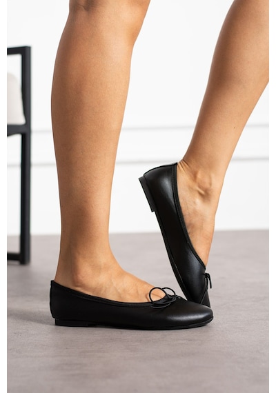 Zenneshoes Kadın Günlük Molly Leopar Yuvarlak Burun Balerin Babet Siyah Vegan