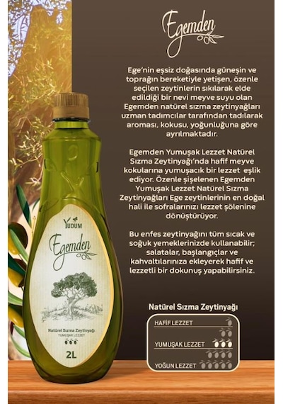 Yudum Naturel Sızma Zeytinyağı Yumuşak Lezzet Pet 2 L