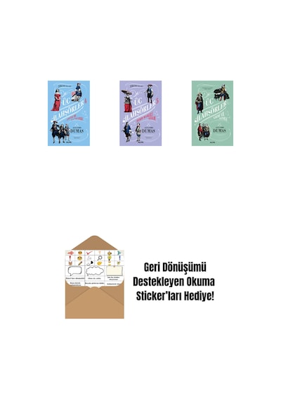 Üç Silahşörler 4 - Louise De La Valliere Ciltli + Üç Silahşörler 5 - Demir Maskeli Adam Ciltli + Üç Silahşörler Yirmi Yıl Sonra Ciltli + Okuma Sticker'ları
