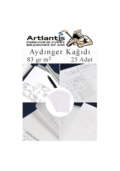 Aydınger Kağıdı A3 83 Gr 25'li 1 Paket Eskiz Kağıdı Lineplus Asetat Kalemi S 0.3 Siyah Kırmızı Mavi