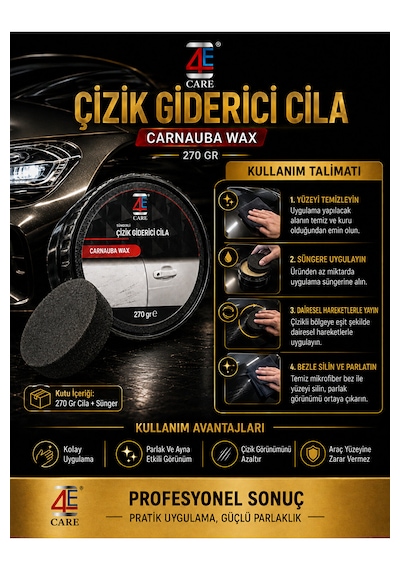 4e Ultimate Polish: Profesyonel Çizik Giderici, Boya Temizleyici Ve Ayna Etkili Cila Seti - 270 Gr Sünger & Bez li