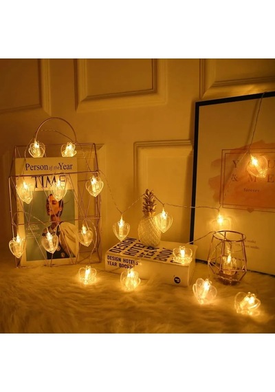 Heart Photo Clip String Led Warm Light Gün Işığı Pilli Kalpli Mandal Led Işık 2 Metre Gün Işığı Led Gün Işığı