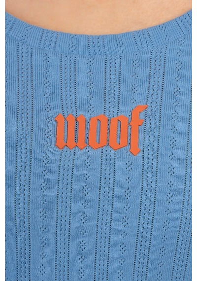 Woof Gym 3D Woof Print Crop Top Blue