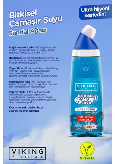 Viking Premium Çamaşır Suyu Sandal Ağacı 750 Ml 3 Adet 1000'li Set