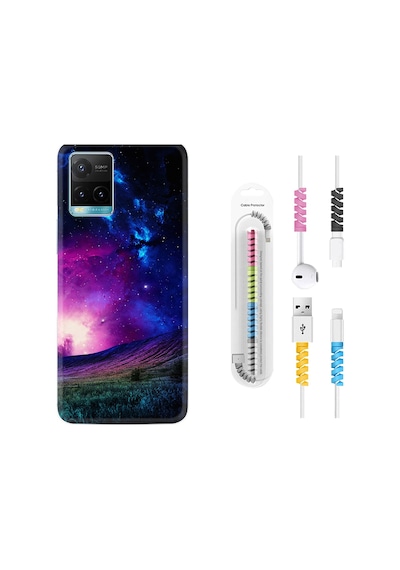 Vivo Y21S Kılıf Kablo Koruyuculu Stars 1845