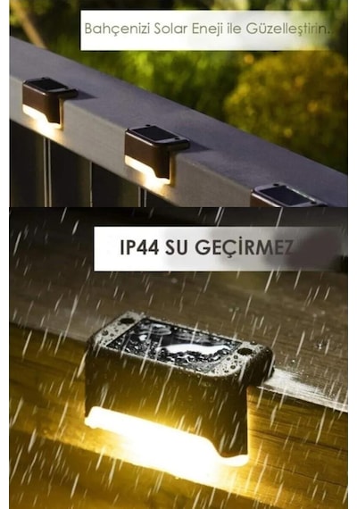 Solar Güneş Enerjili Köşebent Merdiven Veranda Bahçe Led Lamba Tekli Dekor Bahçe Aydınlatma 1 Adet Dg-998 Çok Renkli
