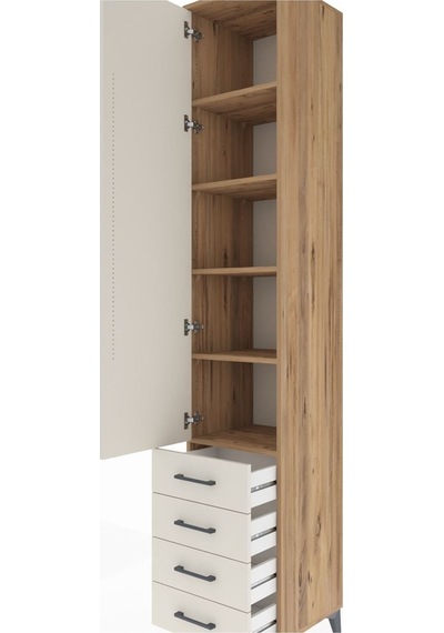 Hyperion Dolap 5 Raflı 4 Çekmeceli Tek Kapaklı 44x44x243 Çam-... Çam Hyperion Dolap 5 Raflı 4 Çekmeceli Tek Kapaklı 44x44x243 Çam-... Çam