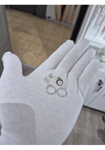 925 Ayar Papatya Silver Olimpiyat Halka Küpe.rose.gold.rodaj Gümüş