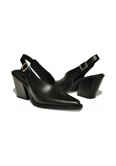 Fox Shoes U654304103 Siyah Hakiki Deri Western Topuklu Ayakkabı Siyah