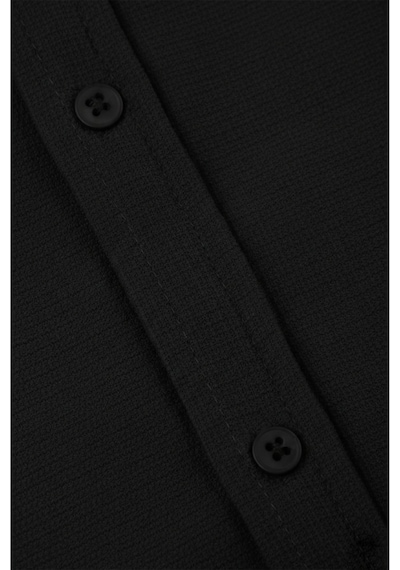Deepsea Siyah Slim Fit Örme Kumaş Likralı Erkek Gömlek Nefes Alan Esnek Ve Modern Tasarım 2602604 Siyah