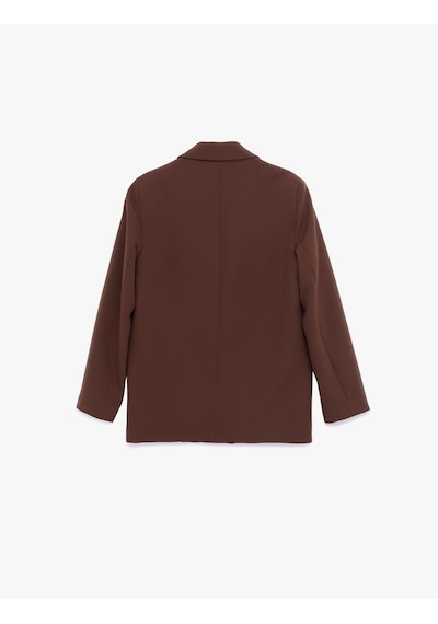 Koton Uzun Kollu Kapaklı Cep Detaylı Oversize Kruvaze Blazer Ceket Kahverengi 6wak50051uw Kahve