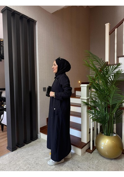 Esra Butik78 Siyah Renk Büyük Beden Uyumlu Yazlık Paraşüt Kumaş Tesettür Kap