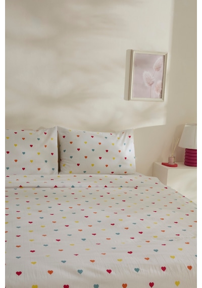 Kaşmir Home Sarah Anderson Amour Kalp Desenli Çift Kişilik Nevresim Takımı Multicolour