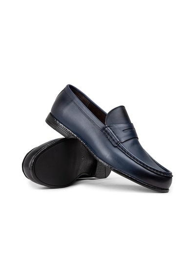 Deery Hakiki Deri Lacivert Erkek Loafer Ayakkabı - 01510mlcvc04 Lacivert