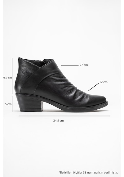 Luvishoes Rule Siyah Hakiki Deri Kadın Kalın Topuklu Bot Siyah
