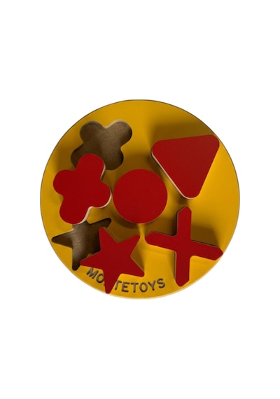 Montessori 5 Parça Yuvarlak Renkli Geometrik Eğitici Ahşap Puzzle